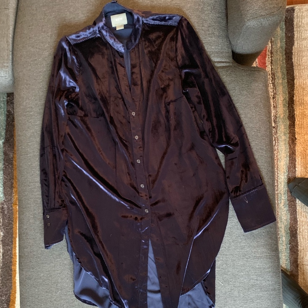Midnight Blue Oversized Maeve Velvet Top